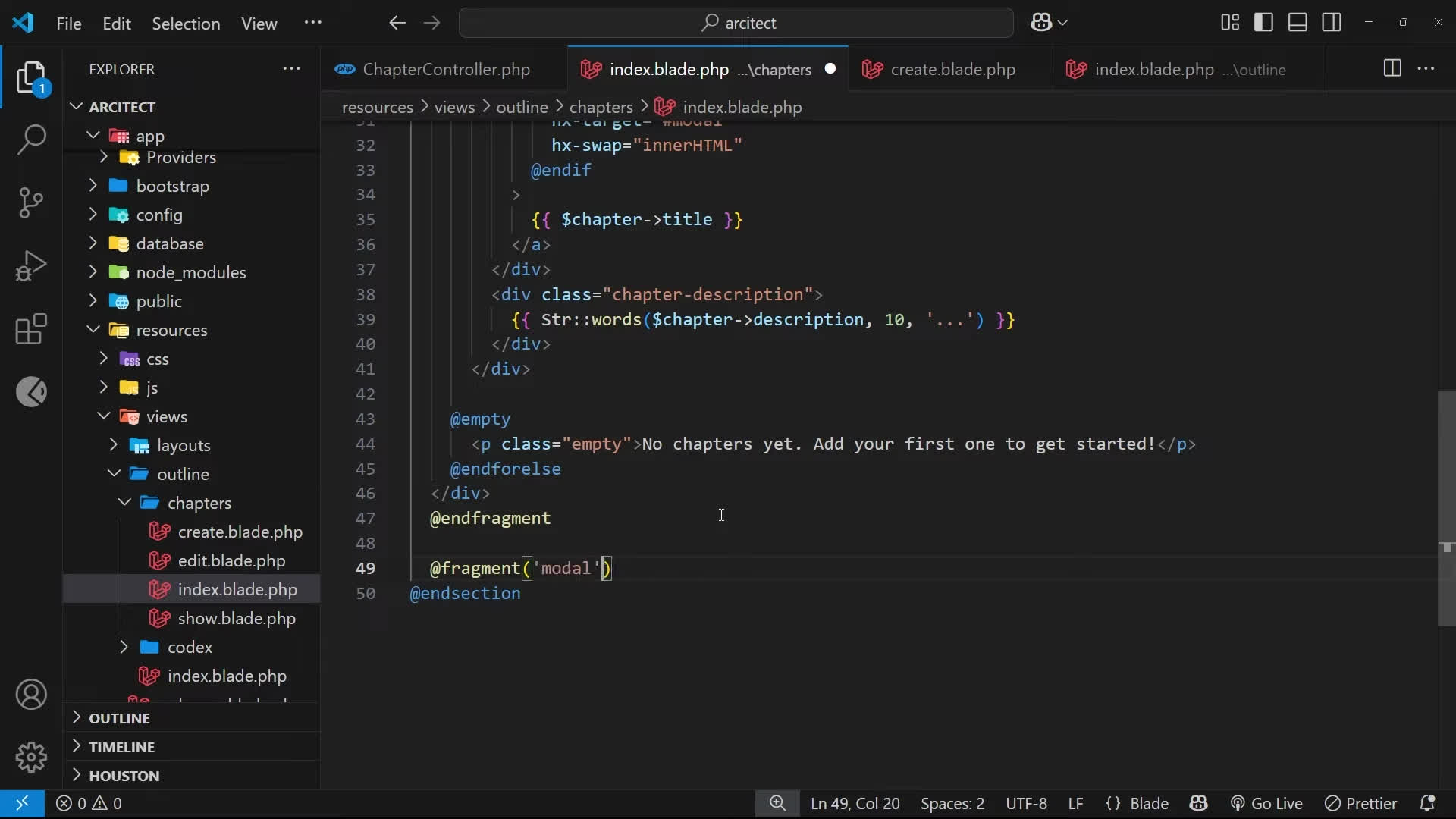 پوستر آموزش لاراول با HTMX - قسمت نهم چند قطعه کد