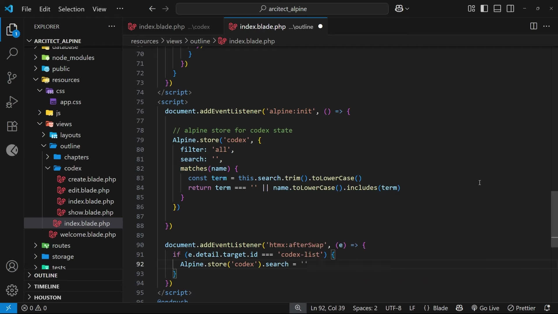 پوستر استفاده از الپاین با اچ‌تی‌ام‌اکس و لاراول - گوش دادن به...