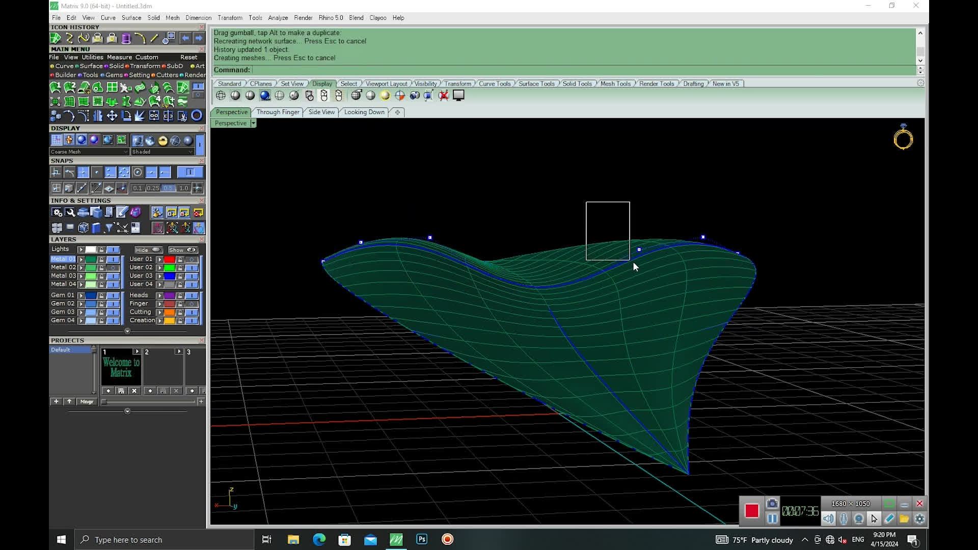 طراحی جواهرات با ماتریکس9 | آموزش طراحی برگ و گل در طلاسازی