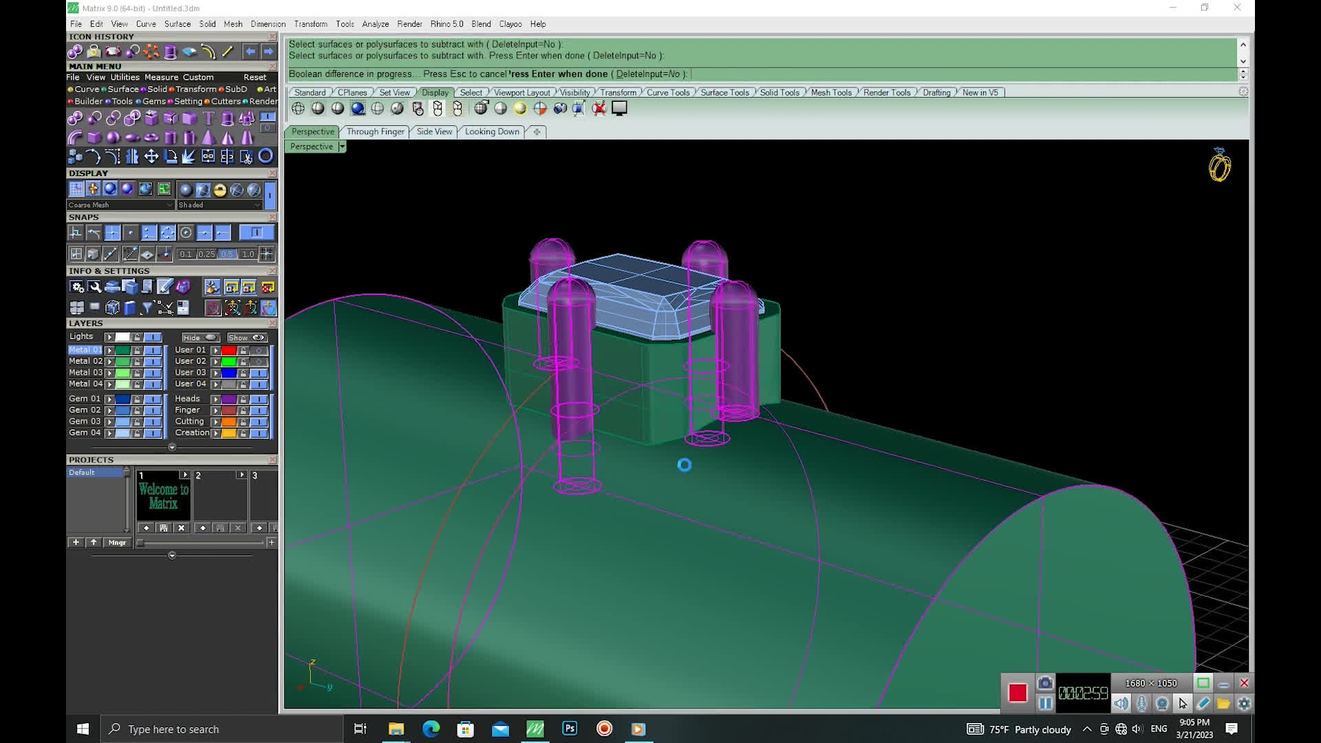 طراحی زیورآلات با نرم‌افزار ماتریکس9